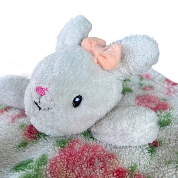 Betsey Johnson Baby Pink Rose Floral Plush Bunny Lovey Security Blanket Cottage - Picture 2 of 10